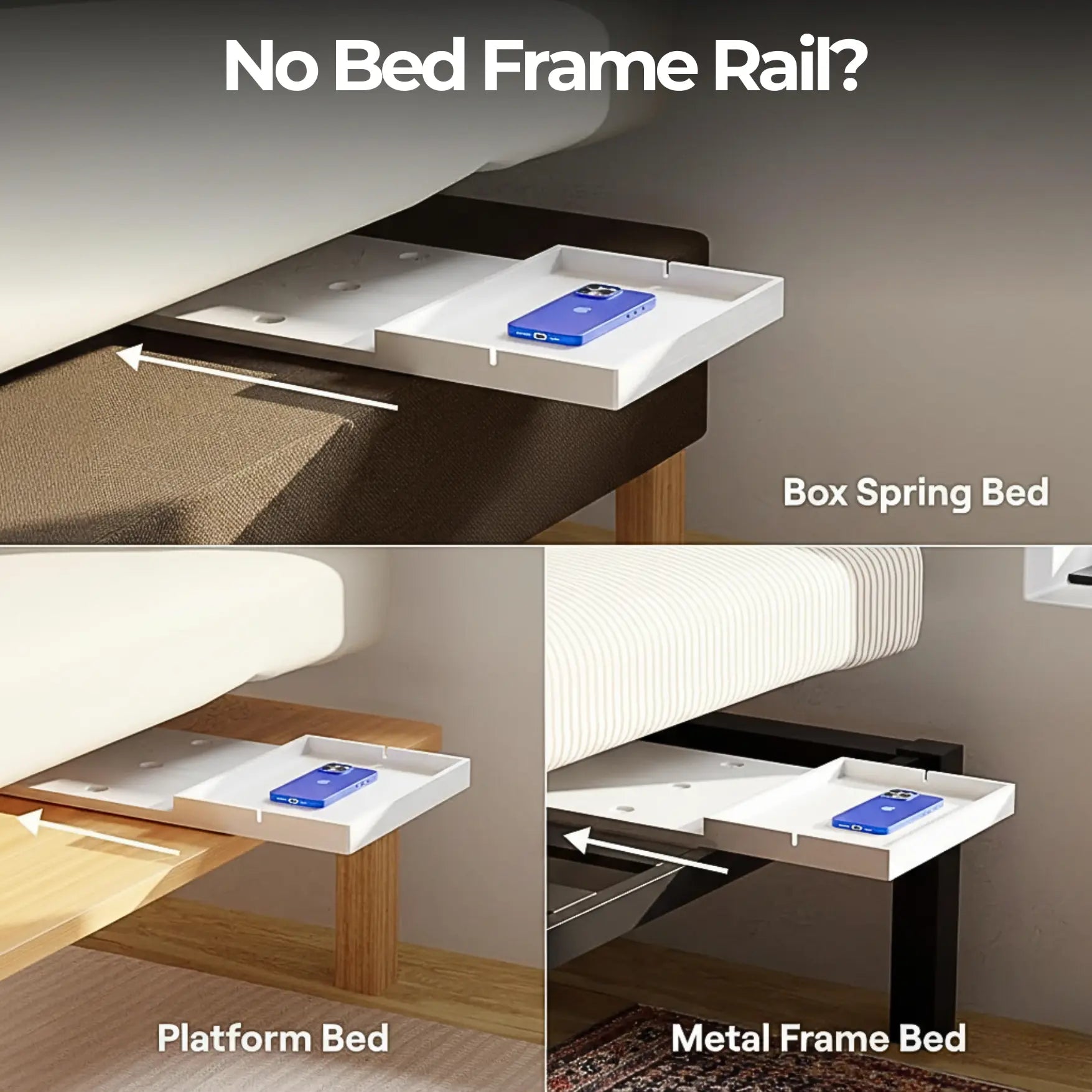 Goodinary® Clip On Bedside Shelf with Cable Catch Organizer - Goodinary