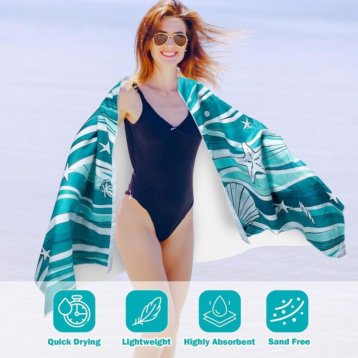 Premium Summer Beach Towels Quick Dry Woven Microfiber with Abstract Pattern