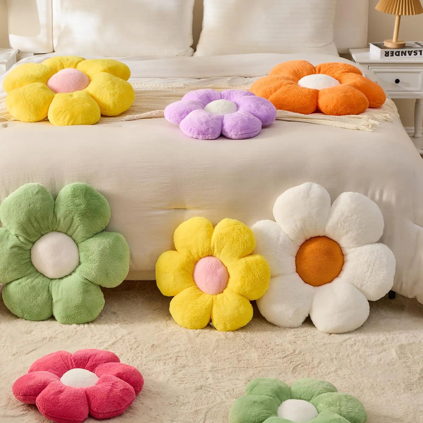 Goodinary® Flower Plush Soft Decorative Throw Pillow Goodinary