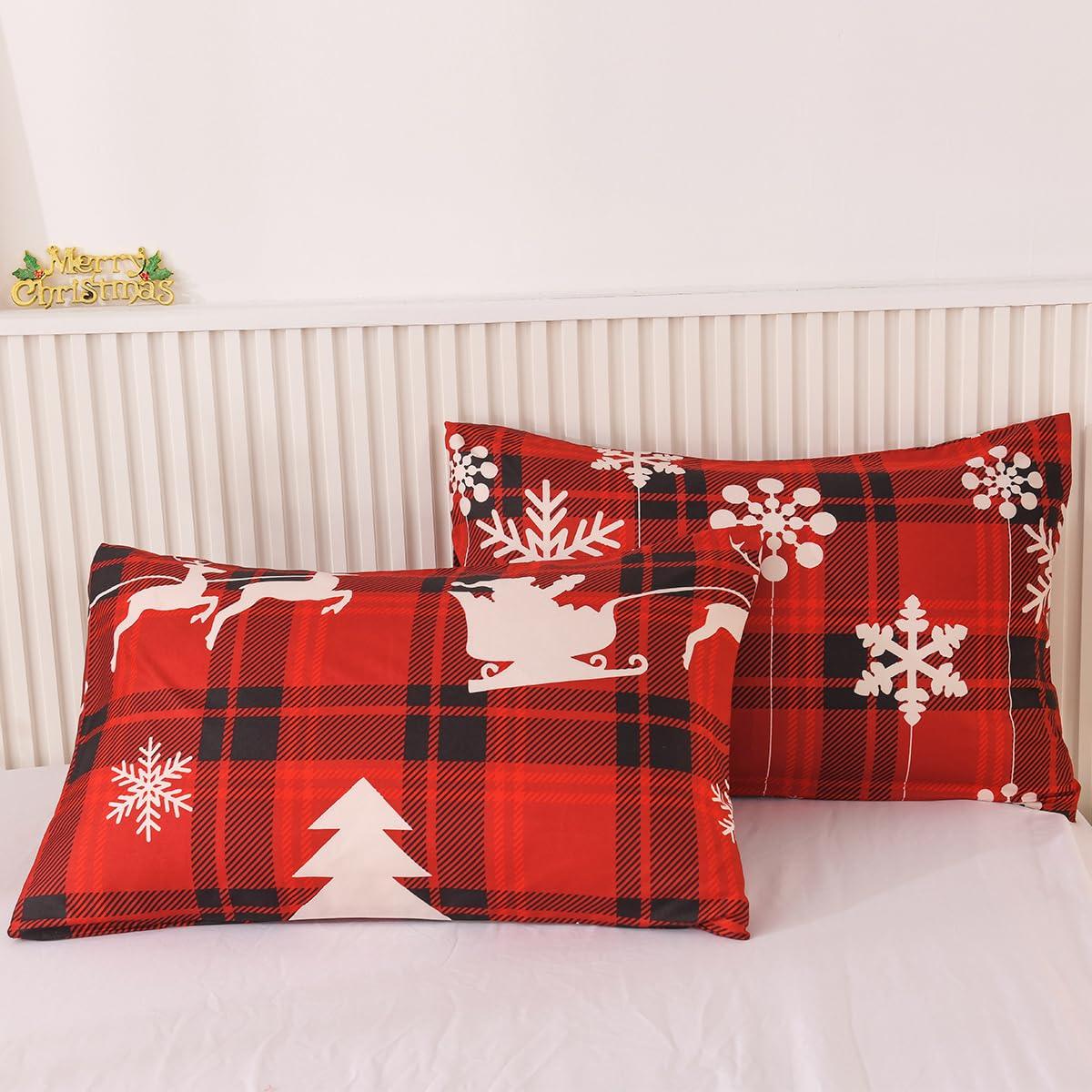 Goodinary® Christmas Checkered Elk Duvet Set (3pcs)