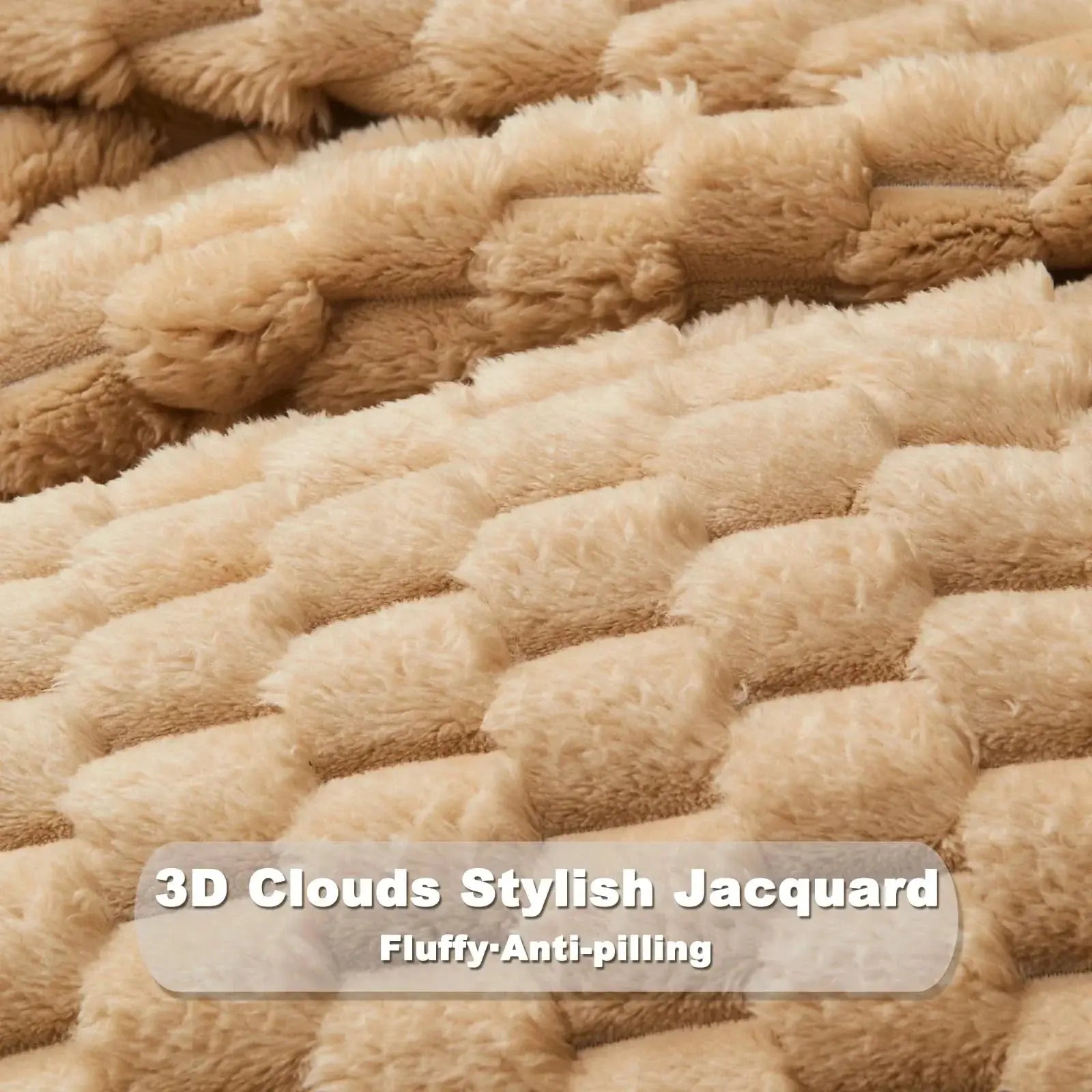 Goodinary® 3D Clouds Jacquard Silky Flannel Blanket Goodinary