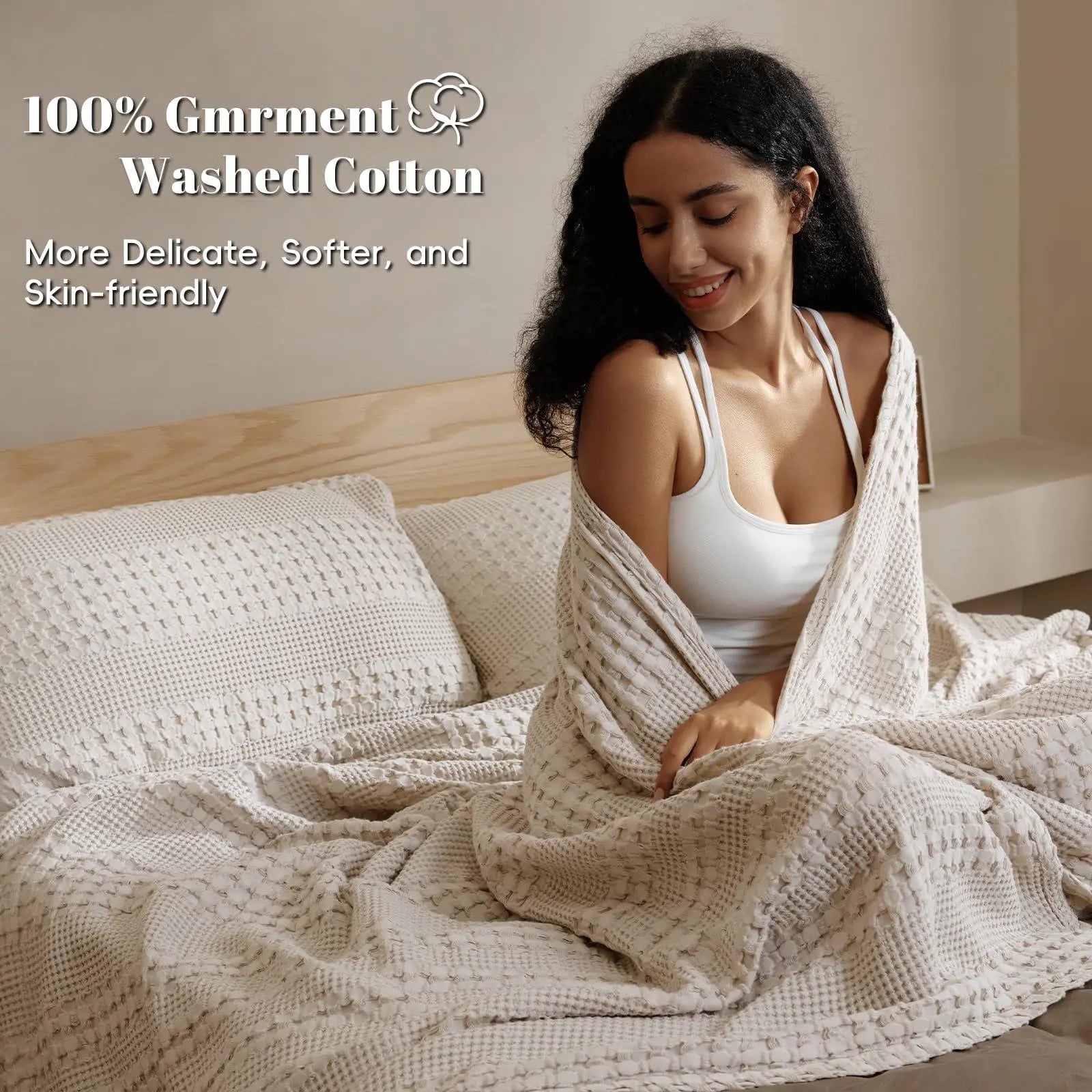 Goodinary® Breathable Cotton Waffle Weave Blanket Goodinary