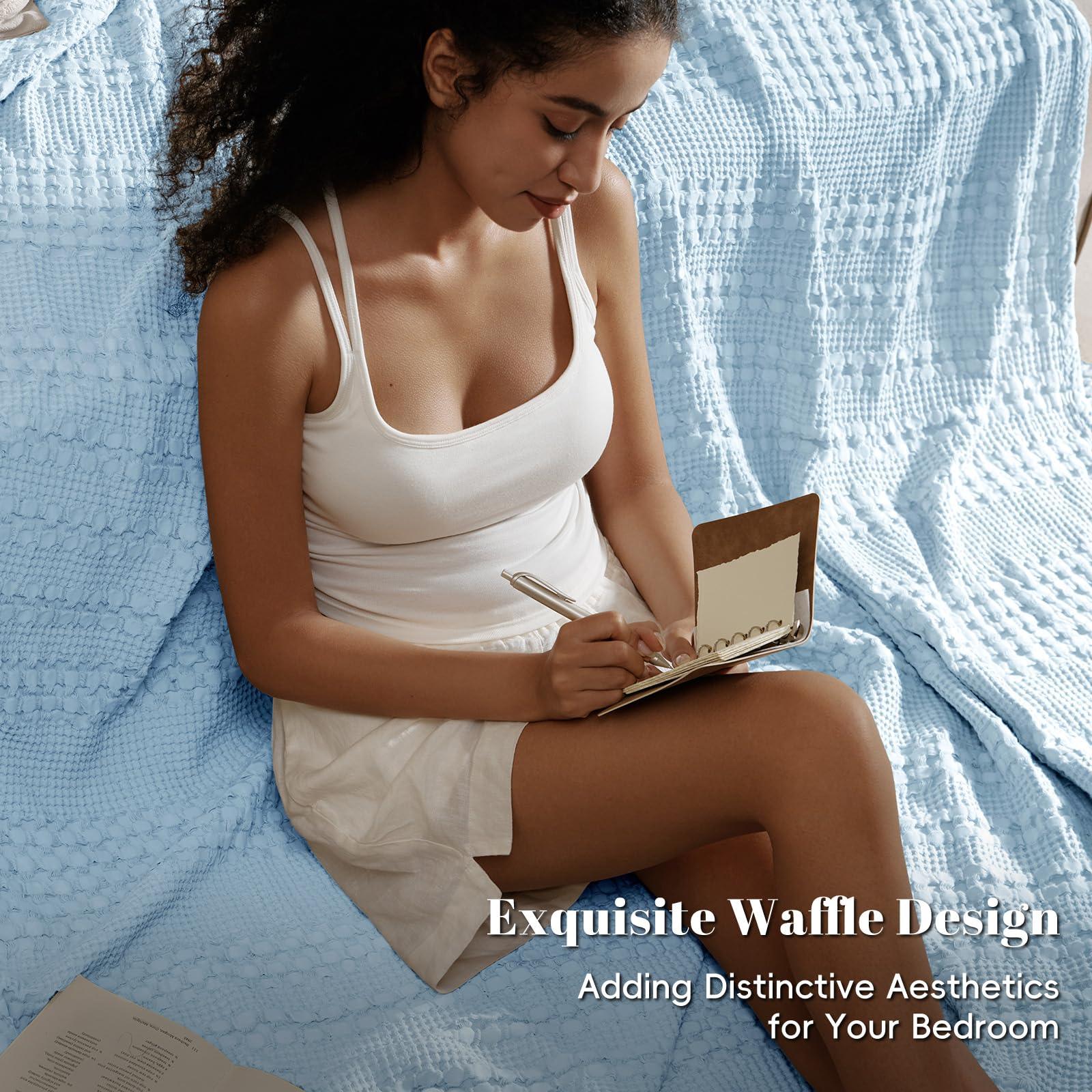 Goodinary® Breathable Cotton Waffle Weave Blanket