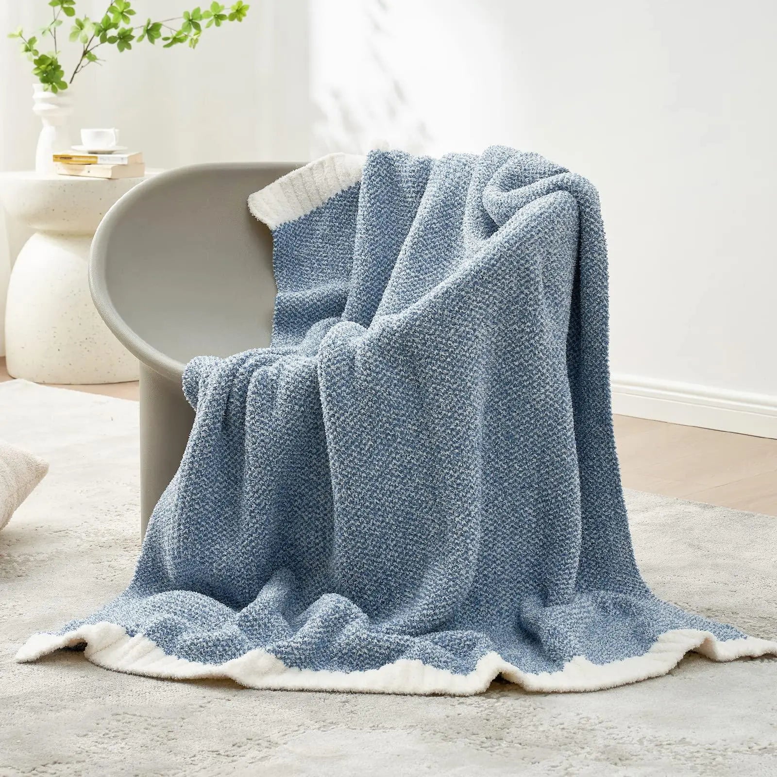 Goodinary® Reversible Knit Throw Blanket Super Soft Plush Goodinary