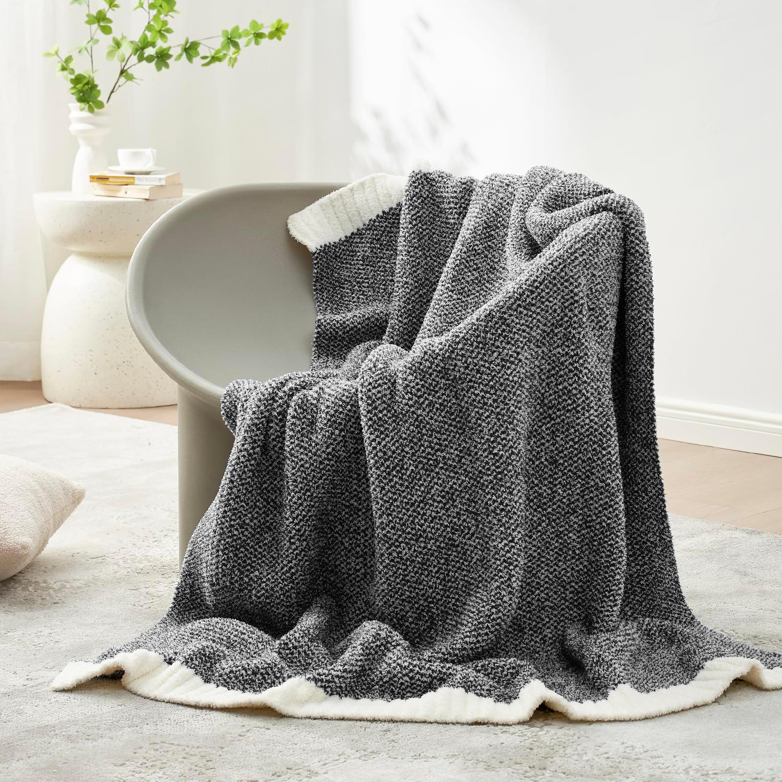 Goodinary® Reversible Knit Throw Blanket Super Soft Plush
