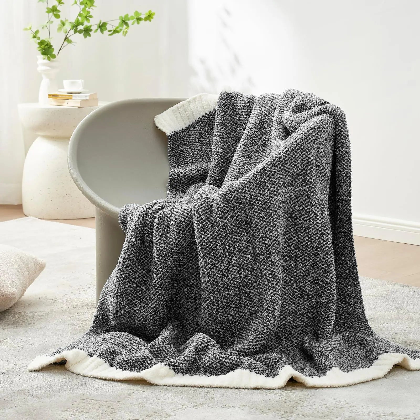 Goodinary® Reversible Knit Throw Blanket Super Soft Plush Goodinary