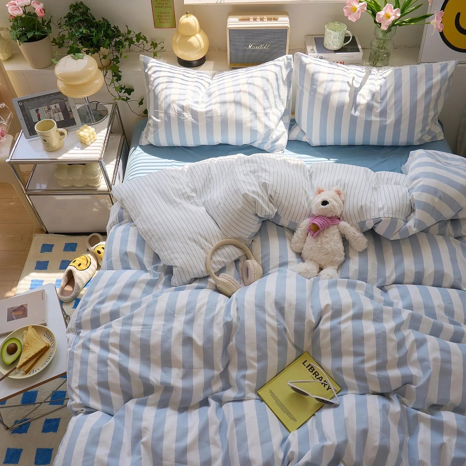 Goodinary® Washed Cotton Crepe Striped Quilt Set