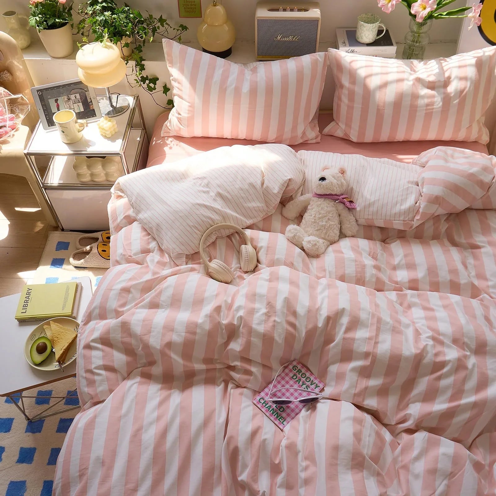 Goodinary® Washed Cotton Crepe Striped Quilt Set