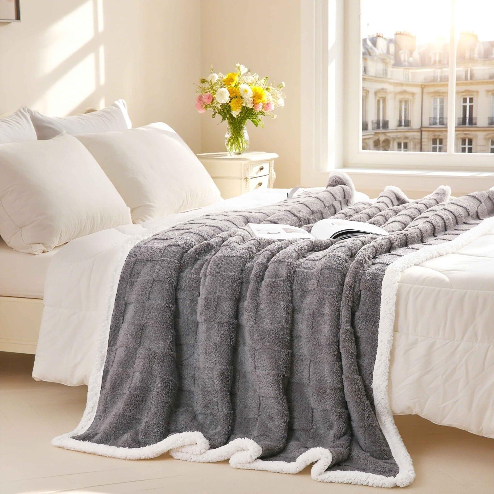 Goodinary® Plush Sherpa Flannel Warm Throw Blanket