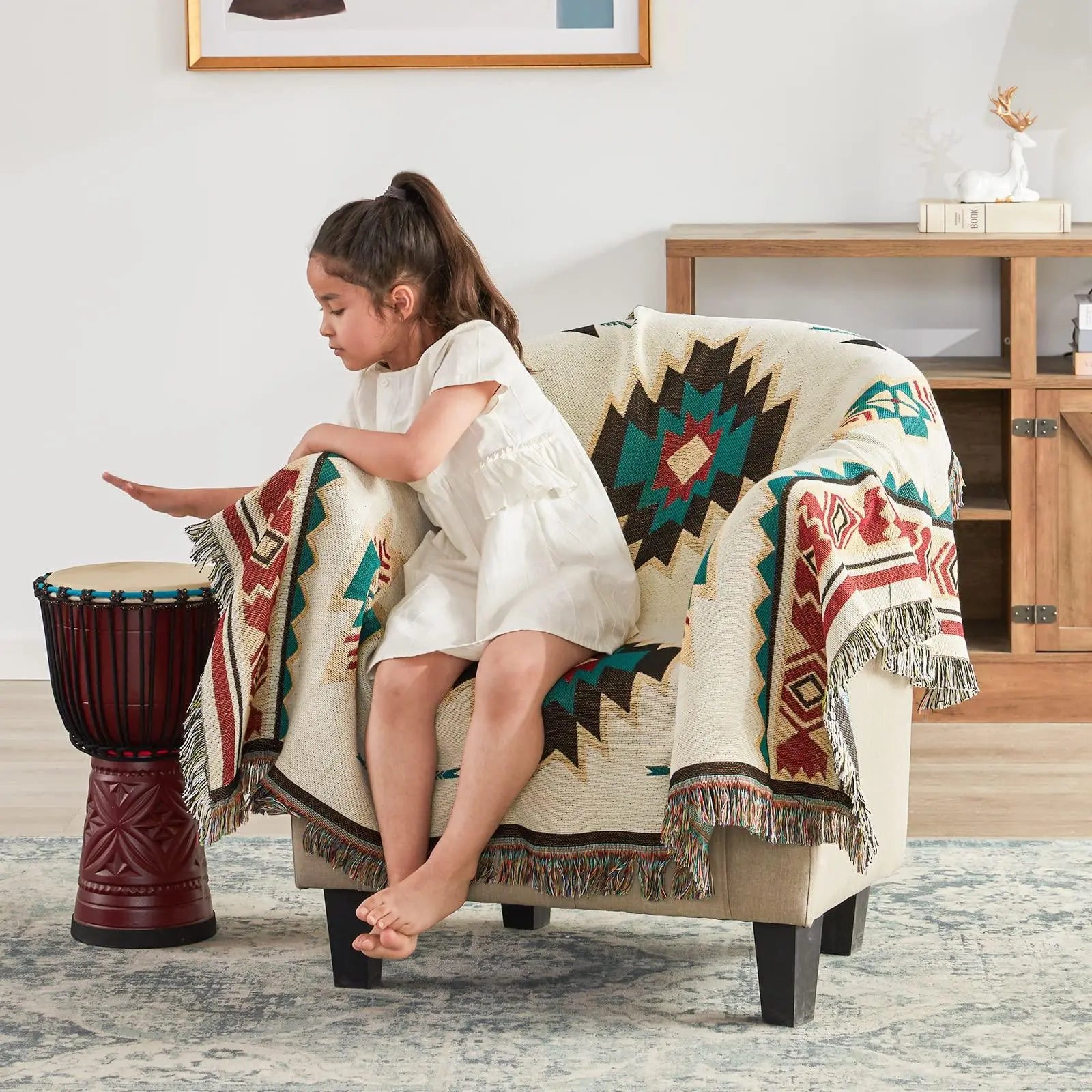 Goodinary® Aztec Fringe Woven Cotton Throw Blanket Goodinary