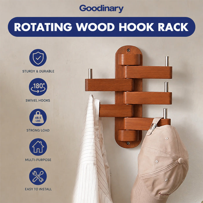 Goodinary® Rotating Wood Hook Rack