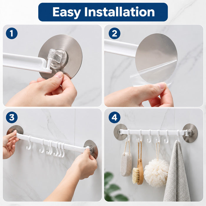 Goodinary® 6-Row Suction Cup Hook Rack