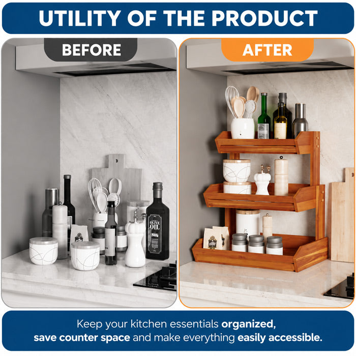Goodinary® Wooden Stand for Kitchen Counter Storage