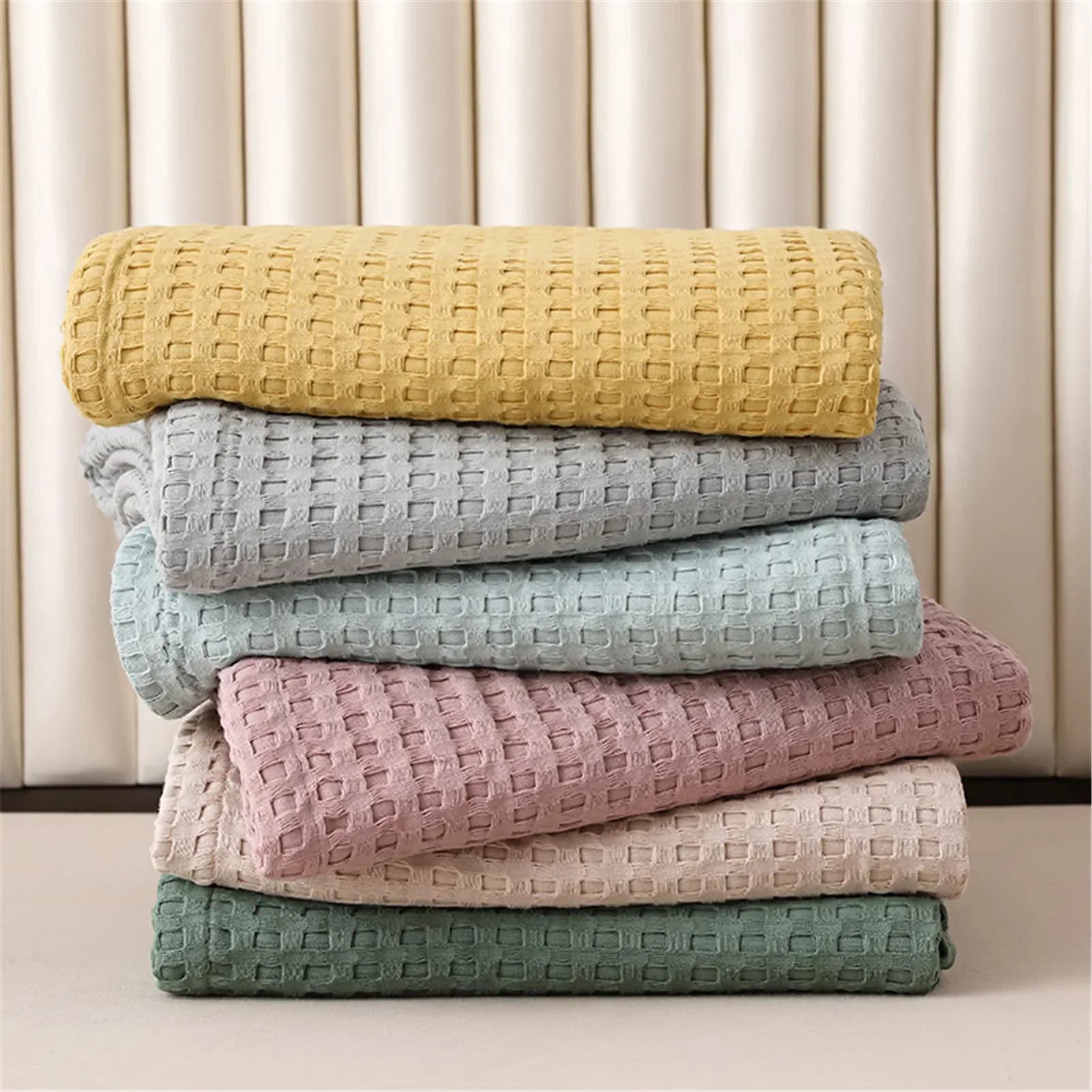 Goodinary® Breathable Cotton Waffle Weave Blanket