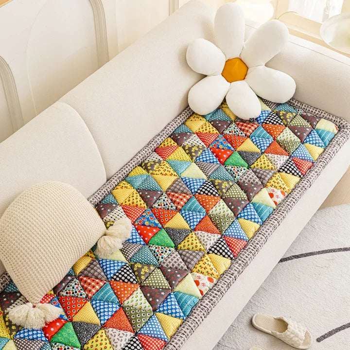 European Style Floral Print Fabric Sofa Slipcover Seat Thickened Three-Seat Couch Towel for Living Room Cloth Material