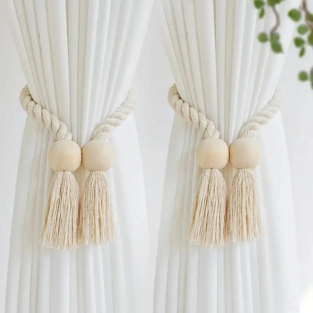 Goodinary® Boho Wooden Magnetic Curtain Tiebacks (2Pcs) Goodinary
