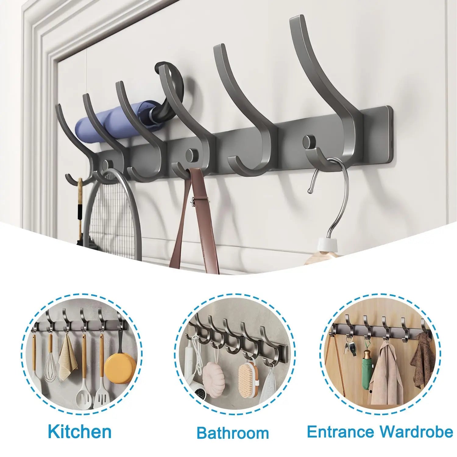 Goodinary® Over Door Hook Organizer Rack with 5 Hooks - Goodinary