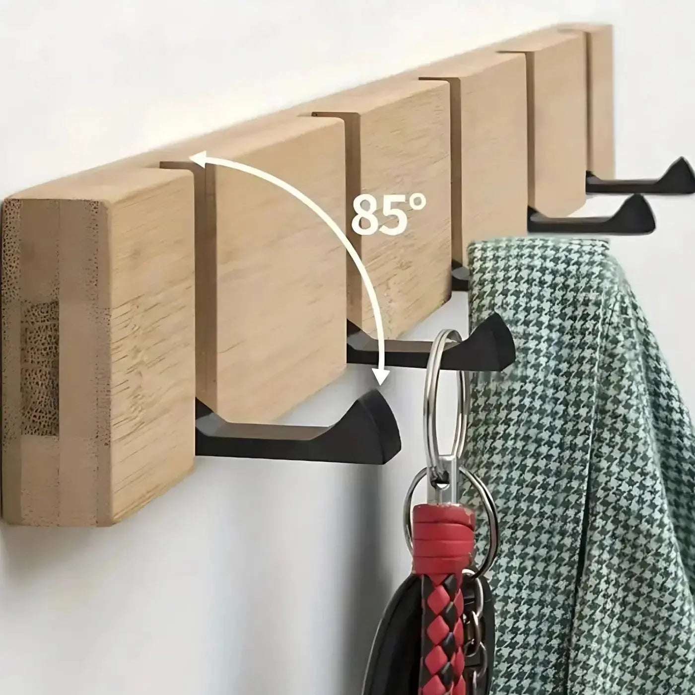 Goodinary® Wooden Wall Mounted Coat Rack with Flip Hooks - Goodinary