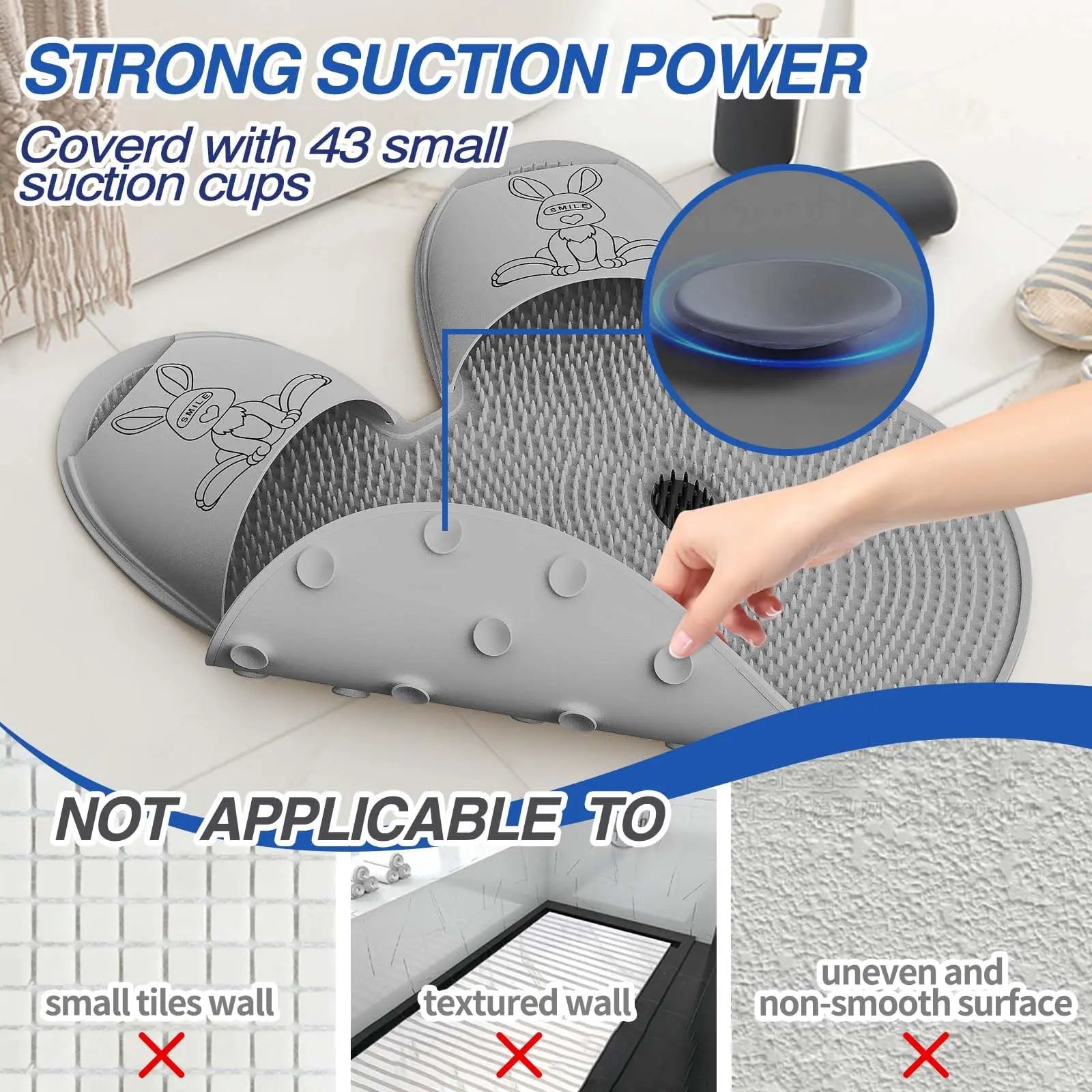 Goodinary® Anti Slip Scrub Rabbit Shower Mat Goodinary