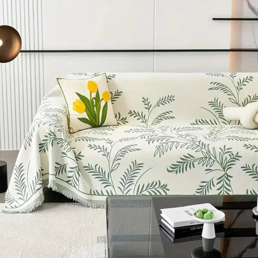 Goodinary® Chenille Jacquard Leaf Sofa Cover Blanket Goodinary