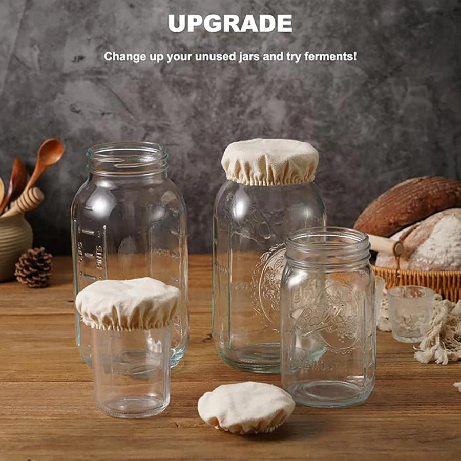 Elastic Cloth Jar Covers Reusable Cloth Covers for Sourdough Starter Jars Elastic Bread Fermentation Cover Bread Proofing Cover