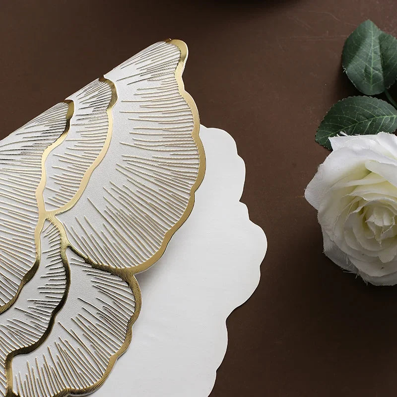 Creative Peony Placemat Nordic Style Dinning Table Decorative Mat Gold Plated Home Coasters PVC Anti Slip Waterproof Meal Mat