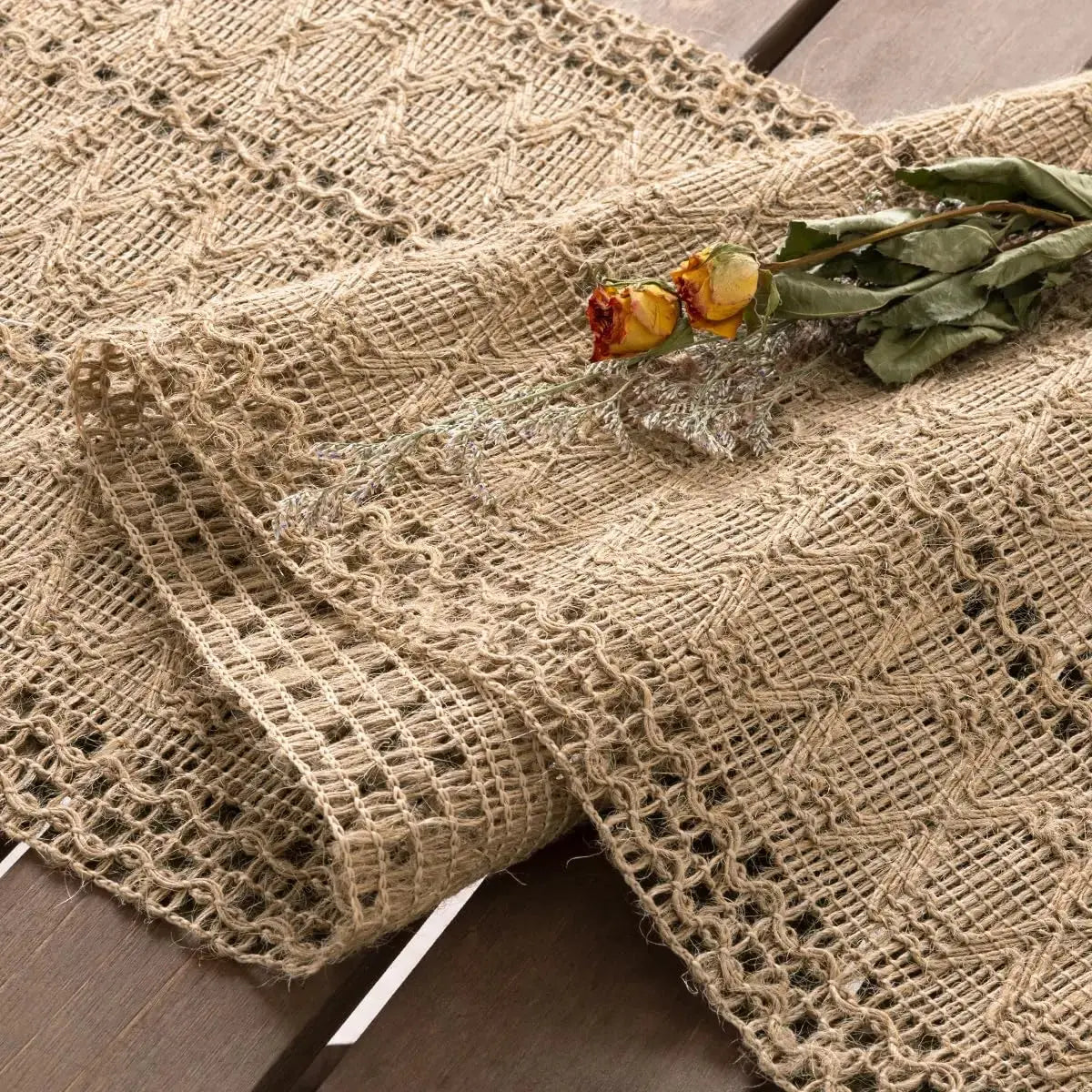 Burlap Small Table Runner Boho Rustic Macrame Spring Easter Jute Vintage Farmhouse Coffee Table Dresser Scarf for Dining Room