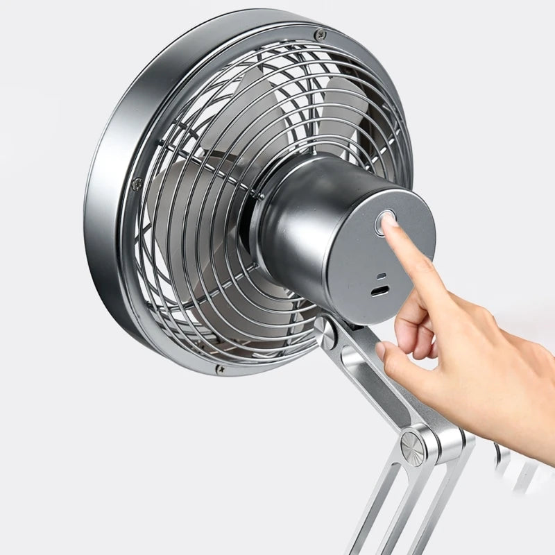 Metal USB Charging Mini Fan 360 Degree Rotation Folding Outdoor Desktop Creative Fan Aluminum Fan 3 Speed Adjustable Desk Fan