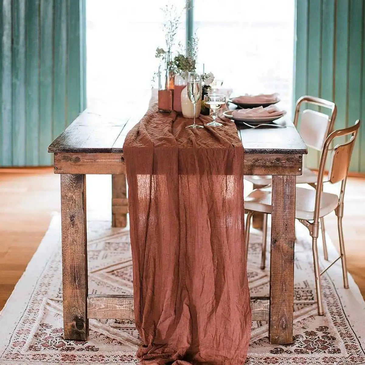 Semi-Sheer Gauze Table Runner Sage Cheesecloth Table Setting Dining Vintage Wedding Party Christmas Banquets Arches Cake Decor