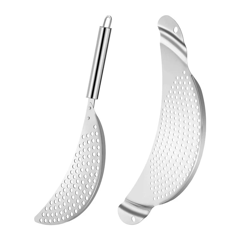 Stainless Steel Pan Pot Strainer With Handle Pot Strainer Pan Drainer For Spaghetti Fry Noodles Fruit Vegetable Pasta Kitchen To