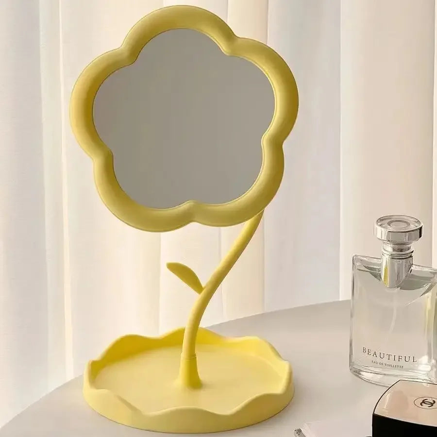 Mirror Desktop Flower Mirrors Creative Dormitory Desktop Online Celebrity Gao Yan Value Mirrors for Bedroom Home Decor Mirror