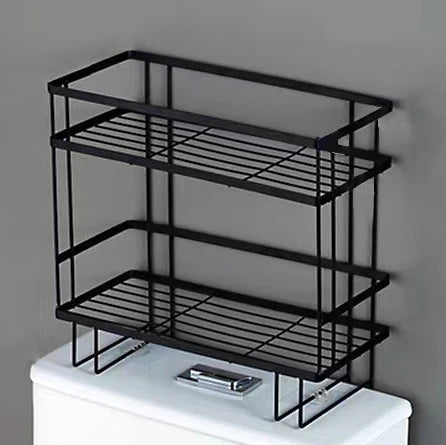 1/2 TierNo Drill Toilet Storage Rack Wall Mount Shelf Space Saving Organizer Shampoo Towels Cosmetics Bathroom Storage