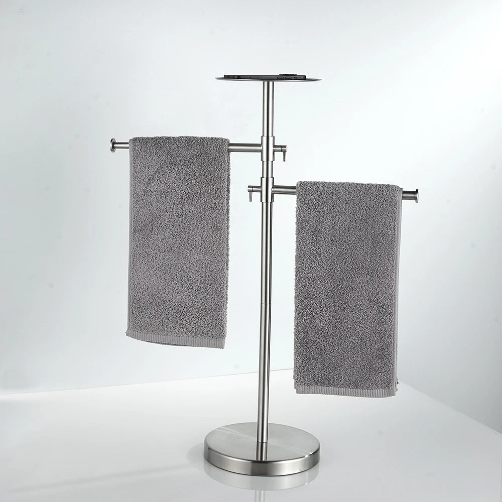Floor Standing Base Luxury Hotel Towel Rack Holder Towel Storage Shelf Brush Gold Towel Bar