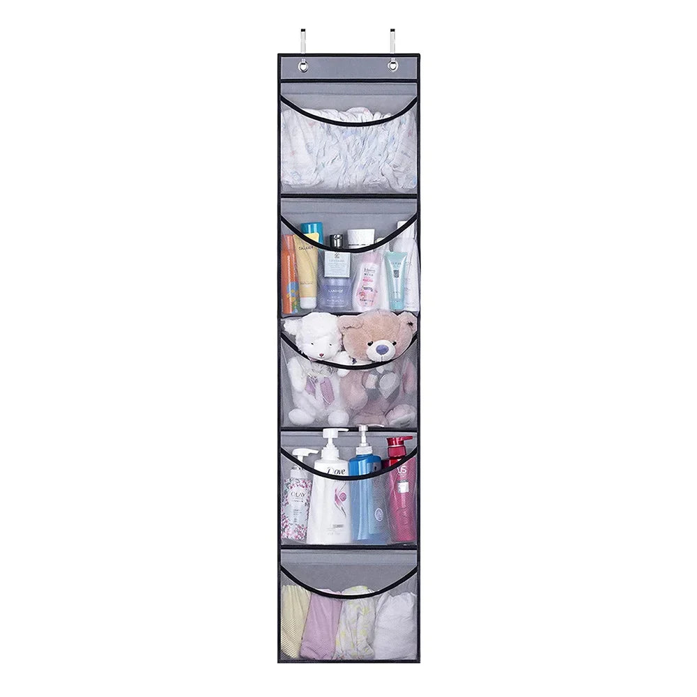 Foldable Wall Hanging Shelves Over The Door Clothes Organizer Storage for Closet with 5 Pockets Organizer for Bedroom Bathroom