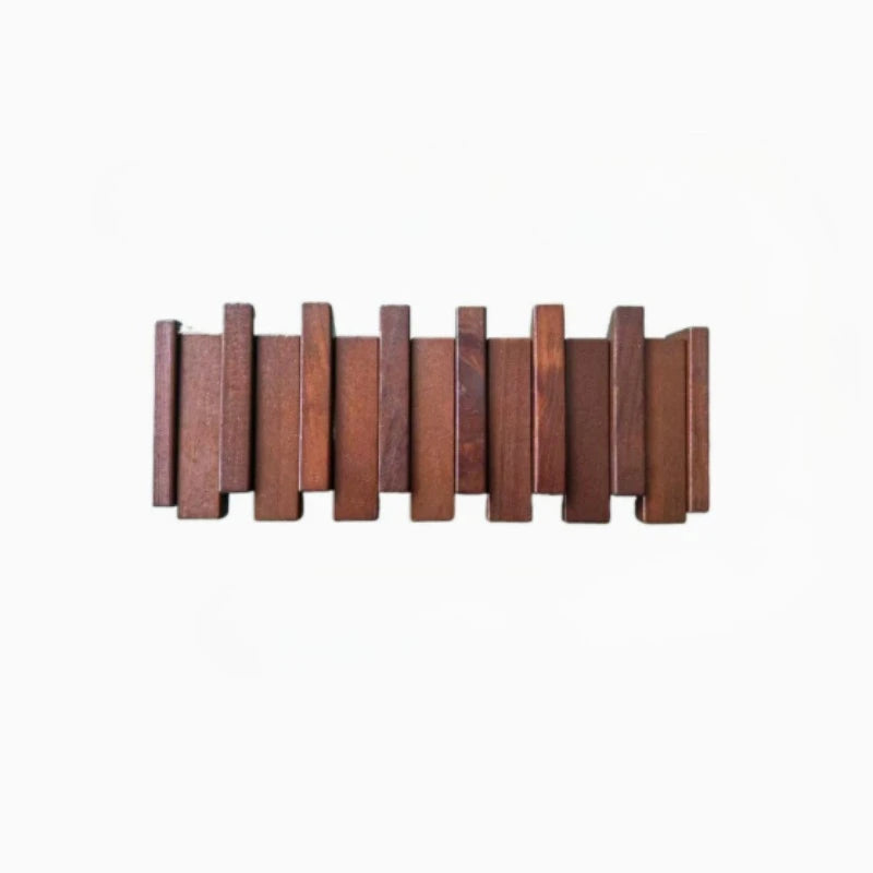 A Wooden Coat Rack with 4/6 Hooks, Featuring a Wall-mounted Piano Key Design and Foldable Hooks,Multifunctional Household Hook