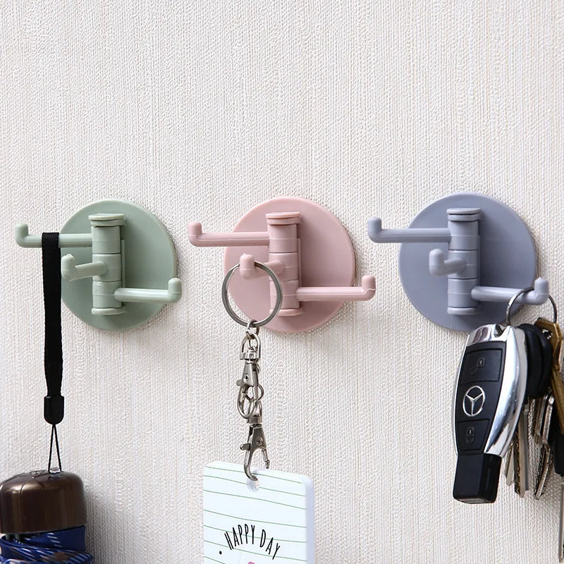 Seamless Adhesive Hook Rotatable Strong Bearing Stick Hook Kitchen Wall Hanger Bathroom Kitchen Supplies