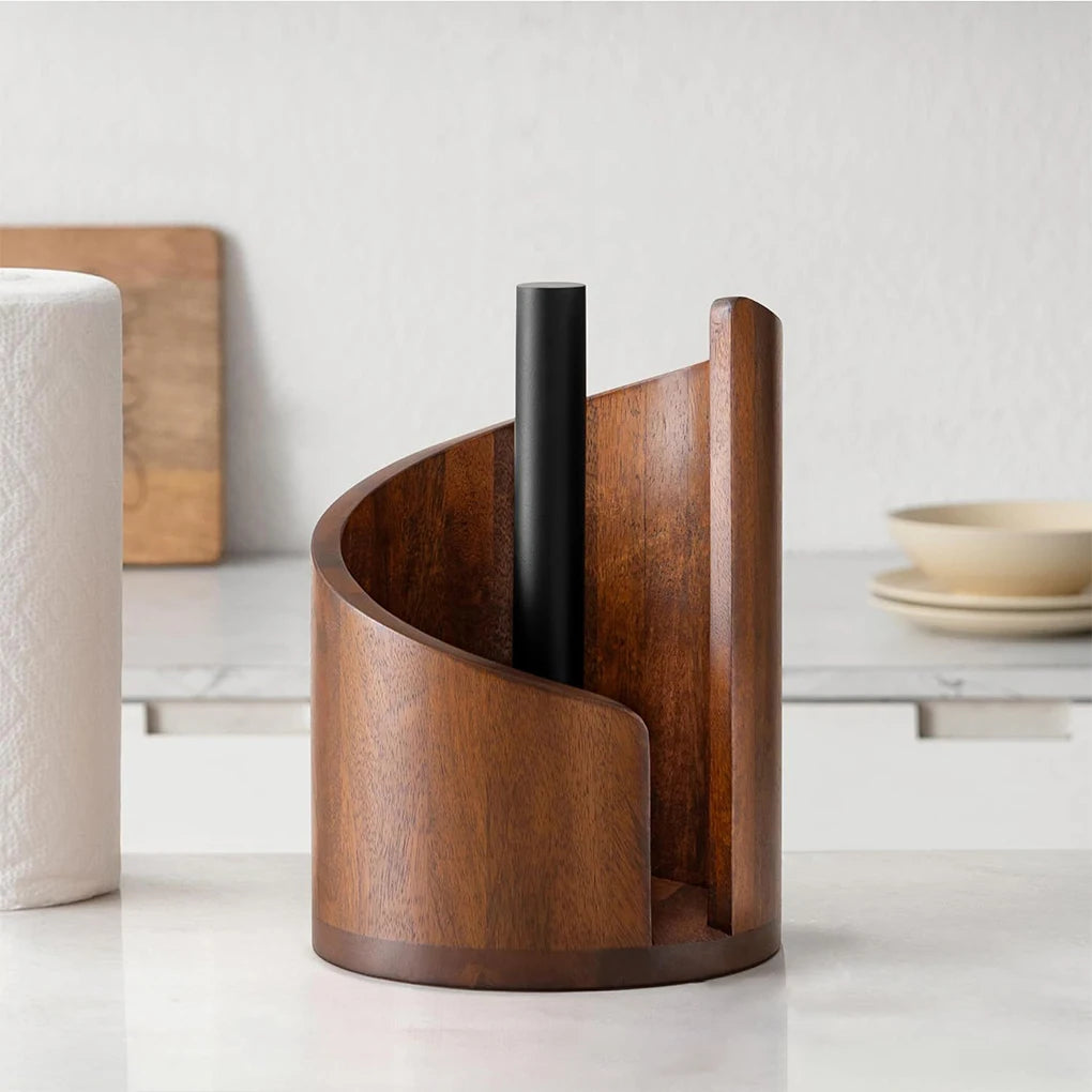 Spiral Wave Wooden Paper Towel Holder Modern Kitchen Countertop Organizer for Bathroom and Kitchen Tissue Dispenser Stand