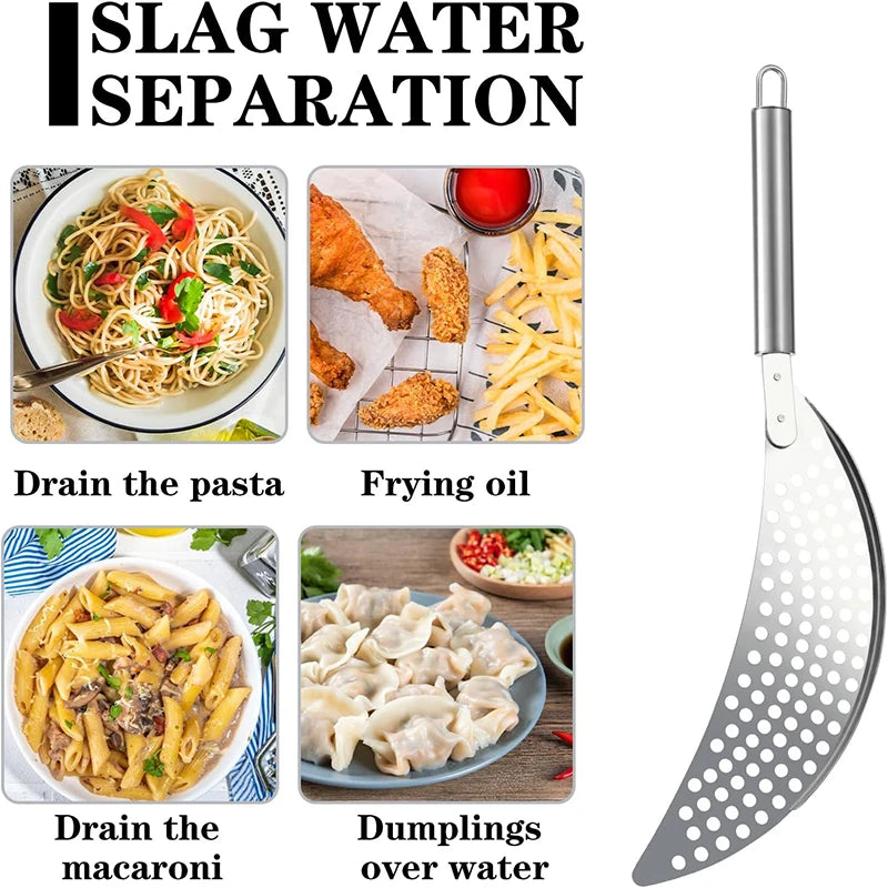 Stainless Steel Pan Pot Strainer With Handle Pot Strainer Pan Drainer For Spaghetti Fry Noodles Fruit Vegetable Pasta Kitchen To