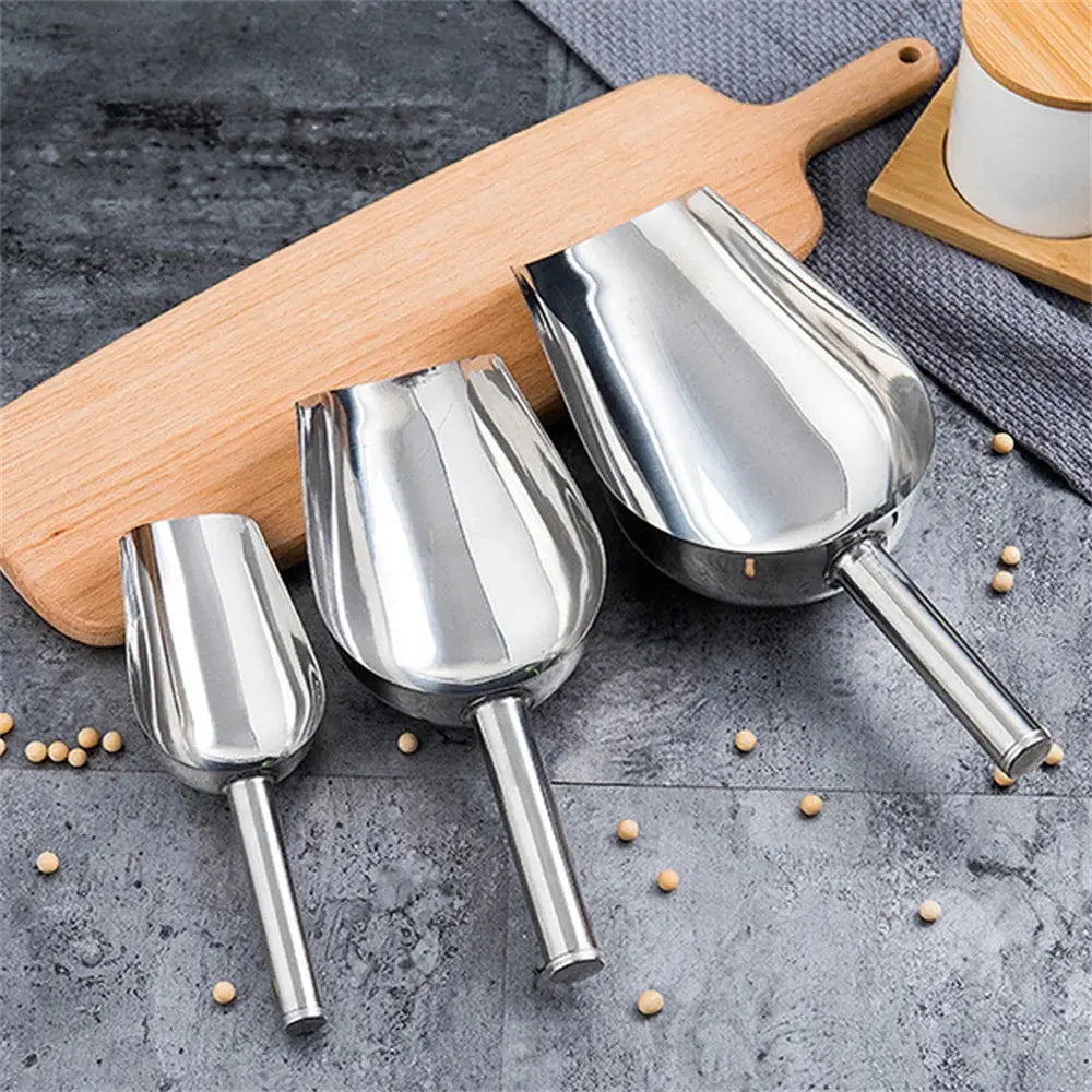 High-Quality Stainless Steel Ice Scoop Food Flour Sugar Scoop Popcorn Coffee Beans Tools Ice Scooper Shovel