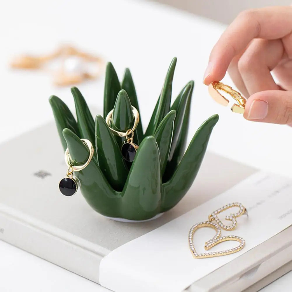 Creative Aloe-Shaped Jewelry Display Stand Rings Earrings Holder Jewelry Storage Rack Desk Decoration Aloe Vera Jewelry Rack