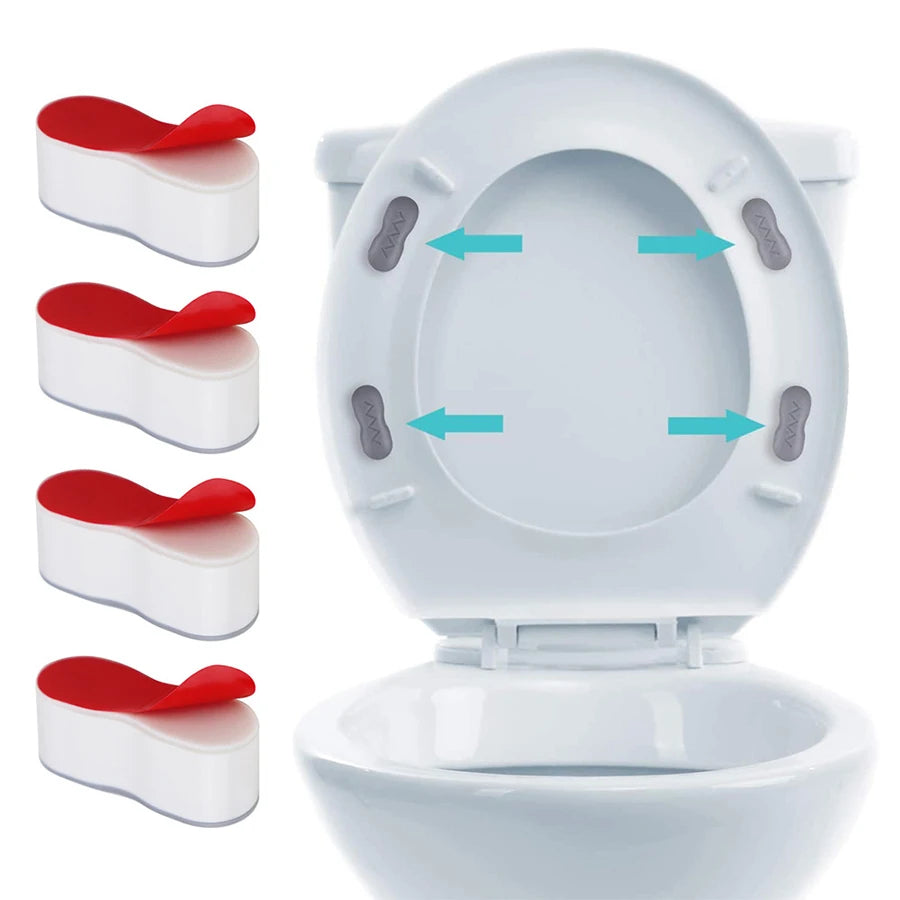 4PCS Universal Toilet Seat Protector Pads - Non-Slip Strong Adhesive Cushioned for Bidet, Elderly & Pregnancy Bathroom Safety Ac