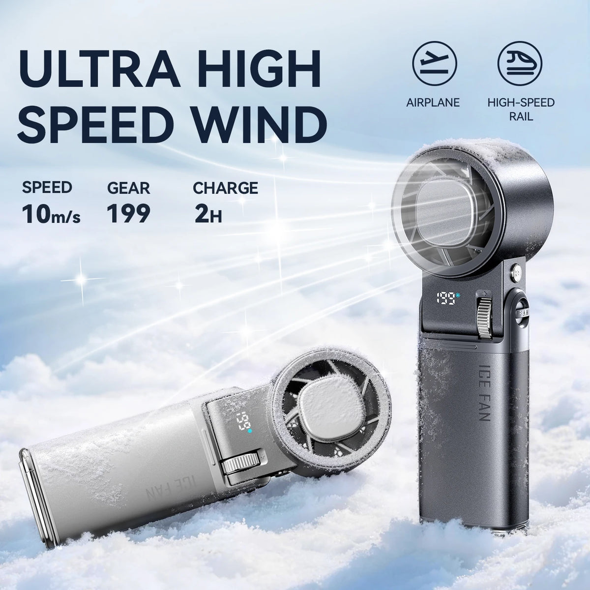 2026 Semiconductor Mini Handheld Fan 6000mAh Turbine High-speed Violent Electric Fan Folding Neck Ice Pack Refrigeration