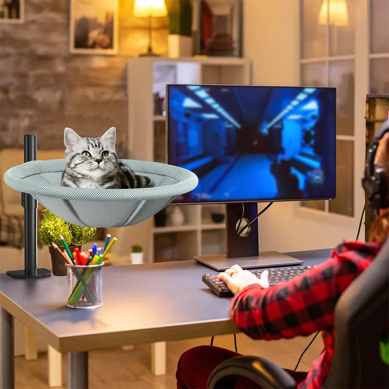 Suspended Table-clamping Cat Climbing Frame Can Be Adjusted Height 360 Degrees Rotated Load Capacity 20kg Pet Nest Products