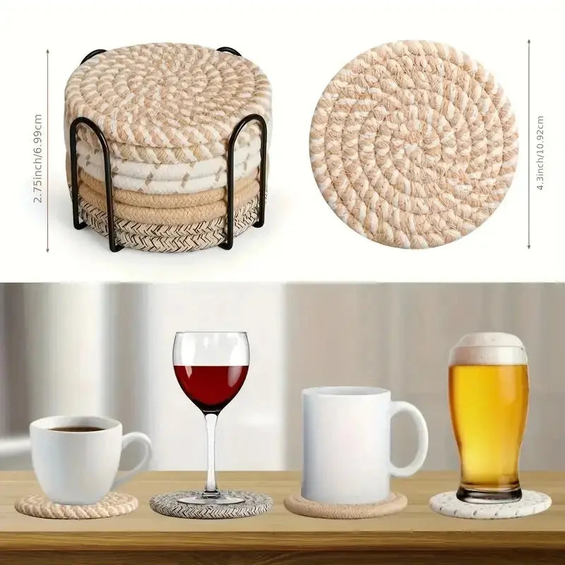 8 Sets: Fashionable Knitted Table Heat-Resistant Pot Bottom Light Dark Series Spiral Pattern Home Decoration Gift