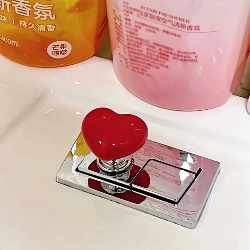 Handle Toilet Press Button Heart Shaped Press Tank Push Switch Toilet Bathing Room Decor Water Press Flush Button Home Tools