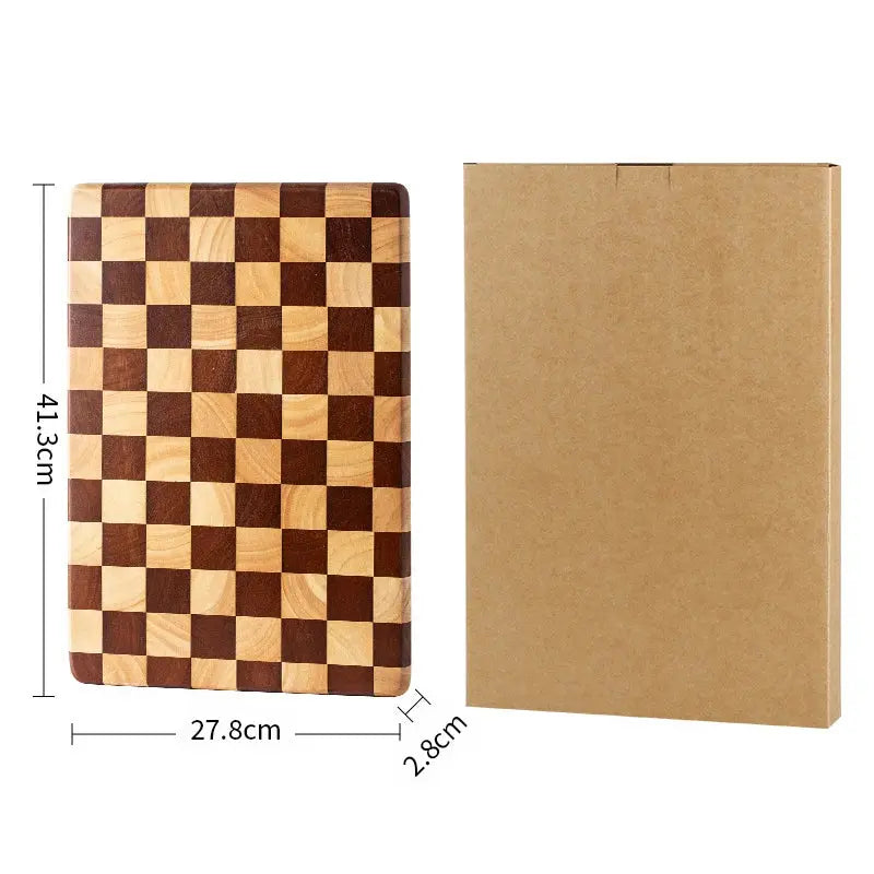 1 Pc End Grain Cutting Board Heavy Duty Rubber Wood Chopping Board Flippable Serving Board For Meat Bread Fruits Vegetable JT549