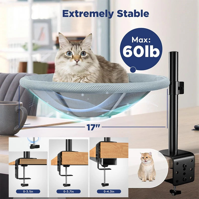 Suspended Table-clamping Cat Climbing Frame Can Be Adjusted Height 360 Degrees Rotated Load Capacity 20kg Pet Nest Products