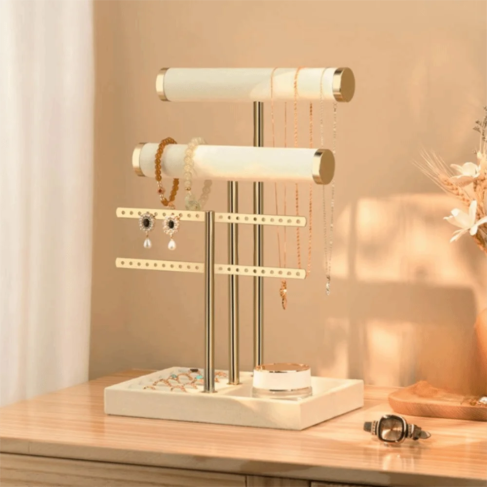 3 Tier Bracelet Holder Display Storage Detachable T Bar Velvet Bracelet Rack Metal Jewelry Holder Organizer
