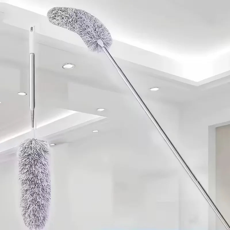 Duster with Extension Rod, Retractable Dust Brush, Microfiber Dust Brush, Reusable, Washable Ceiling Cleaning Tool