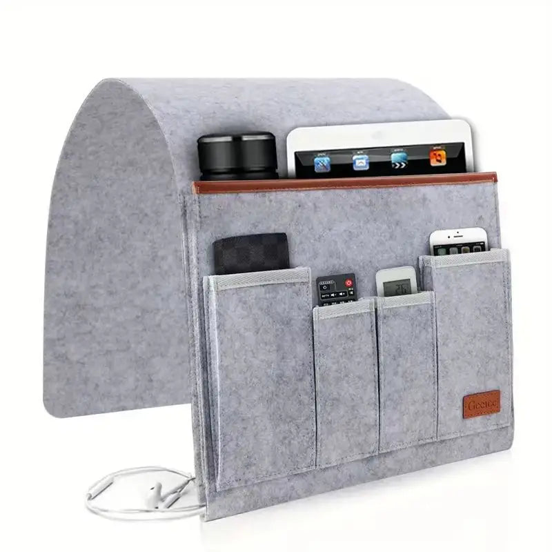 Household Armchair Caddy Felt Couch Recliner Armrest Organizer for Magazine Tablet Cell Phone Remote Control Hanging Storage Bag
